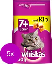 Whiskas 7+ Senior Droge Brokjes - Katten Droogvoer - Kip - 5 x 950g