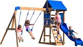Backyard Discovery Aurora aire de jeux en bois - Avec balançoire / toboggan / bac de sable / échelle - Maison enfant exterieur