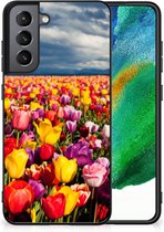 Telefoon Hoesje Samsung Galaxy S21FE Hoesje met Zwarte rand Tulpen