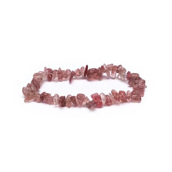 Bracelet fraise éclats de quartz élastique