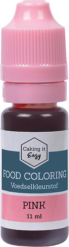 Caking it Easy ® - Eetbare Kleurstof - Waterbasis kleurstof Roze | Taarten / Bakken | Roze Voedingskleurstof in handig doseer-flesje | 11 mililiter |