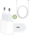 iPhone 14/13 USB-C Adapter + iPhone Oplader Kabel 1 Meter USB-C Power Lader met iPhone Lightning - iPhone Kabel met 20W Oplaadstekker USB-C voor Apple iPhone 14 13 - USBC Snellader - Oplaadblokje - iPhone Lader - iPhone Snellader - iPad Lader Adapter
