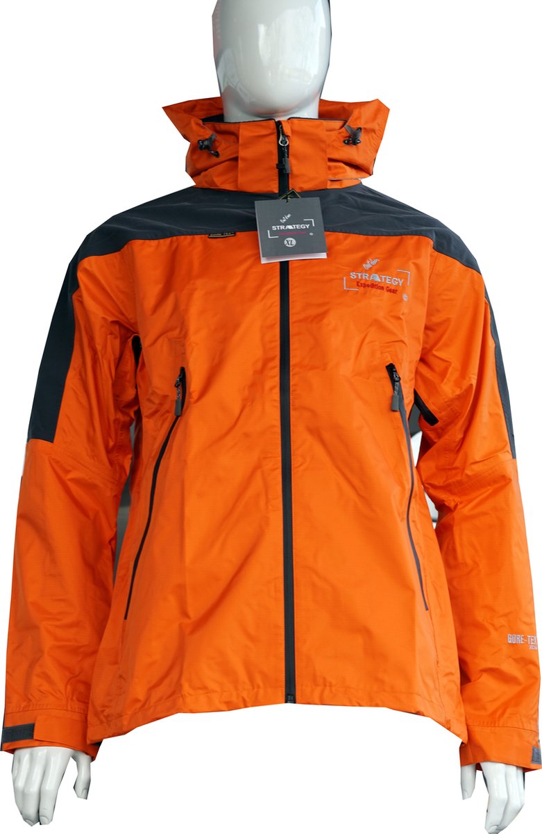 Gore-Tex® Outdoor-strategy LONGZIP regenjas 100% waterdicht ademend warm hardshell Oranje