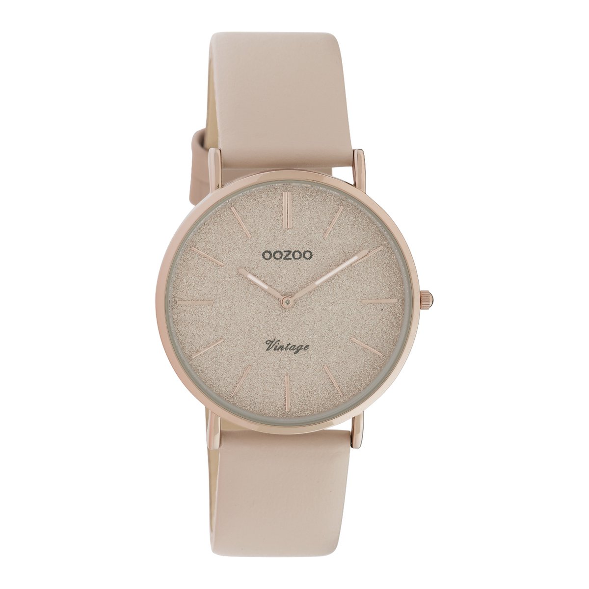 OOZOO Vintage series - rosé goudkleurige horloge met zacht roze leren band - C20206 - Ø32