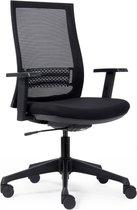 E-Bureaustoel - Samba bureaustoel netbespannen rugleuning met armleggers zwart ergonomisch thuiswerken