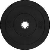 RYZOR Halterschijf van 20 kg - Gewichtschijven - Bumper plates - Bankdrukken - Halters – Halterschijf 20 kg - Gewichten voor halterstangen - Geschikt voor Olympische halterstang met diameter 50 mm - Rubber - Zwart