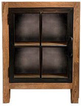Kast  - nachtkast - hout/staal  - glazen deuren  -  H70cm