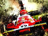 Niki Lauda Schilderij -Ferrari 312T Dark- Canvas 100x75 cm - Incl. ophangset