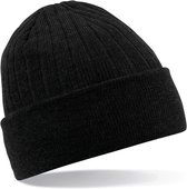 Bonnet homme/femme Thinsulate Chapeau d'hiver 100% laine acrylique noir - chapeaux basiques chauds - Tissu double épaisseur