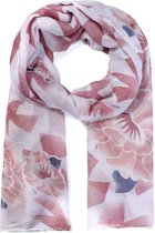 Dunne Sjaal met Bloemen - 180x90 cm - Roze