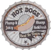 Tekstbord Ø 33*5 cm Meerkleurig Metaal Rond Hot Dogs Wandbord Quote Bord Spreuk