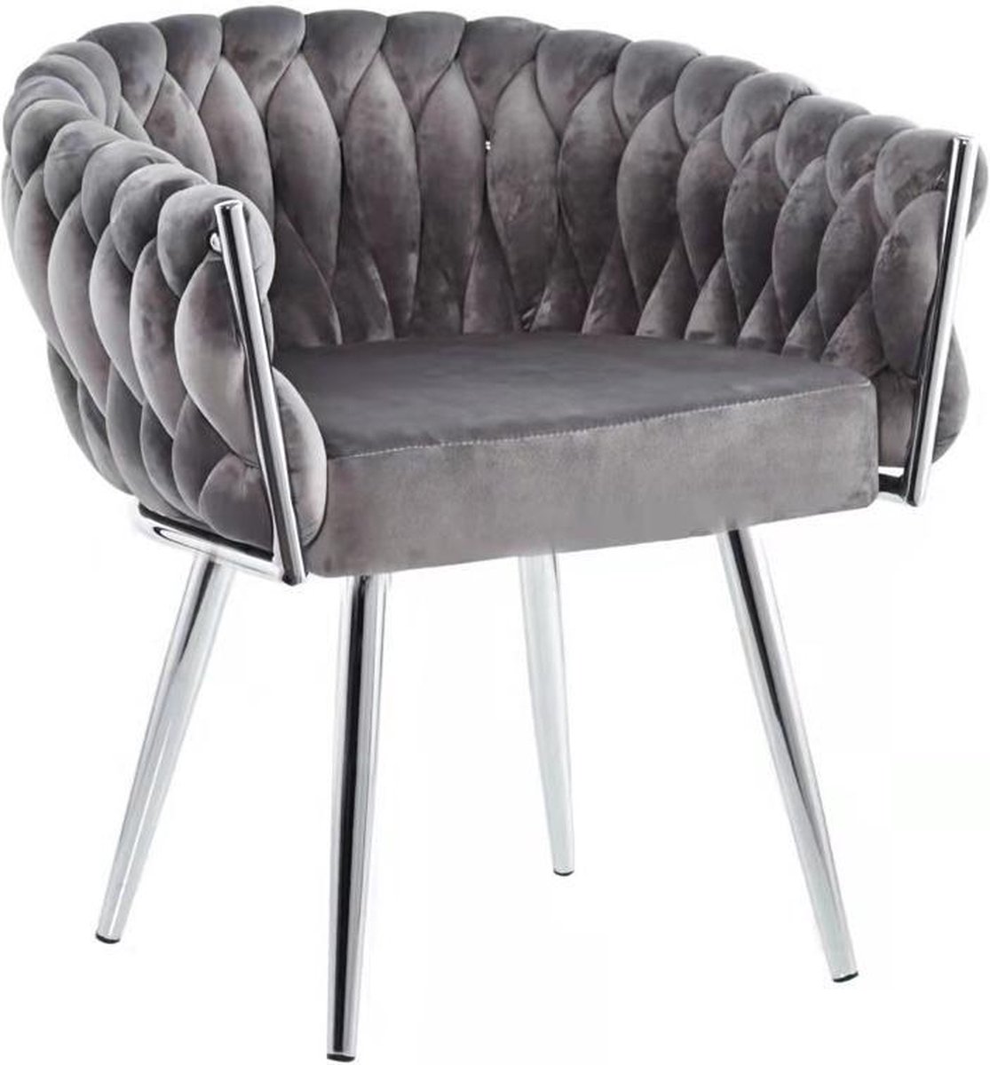 Royal Eva Chair Velvet Grey Chrome Frame