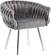 Eva Chair Velvet Grey Chrome Frame