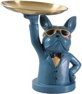 Lavik© Nordic Stijl Bulldog - Standbeeld Decoratie Houder - 21cm Blauw
