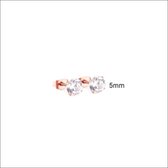 Aramat jewels ® - Chirurgisch stalen oorbellen transparante zirkonia zweerknopjes rosékleurig 5mm