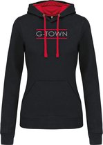 G-TOWN Dames Hoodie  zwart / rood  G-TOWN Grijs/Rood MT. M