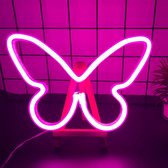 StayPowered Lights - USB / Batterij Neon Verlichting - Roze Vlinder - Decoratieverlichting