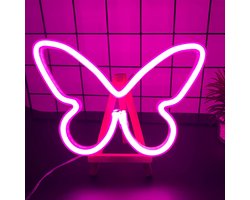 StayPowered Lights - USB / Batterij Neon Verlichting - Roze Vlinder - Decoratieverlichting