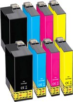 Multipack compatible inktcartridges (8 cartridges) geschikt voor Epson WorkForce 7015, 7515, 7525, 3010, 3520, 3530, 3540, Stylus SX 525, SX535, SX620, Stylus Office BX320, BX525,