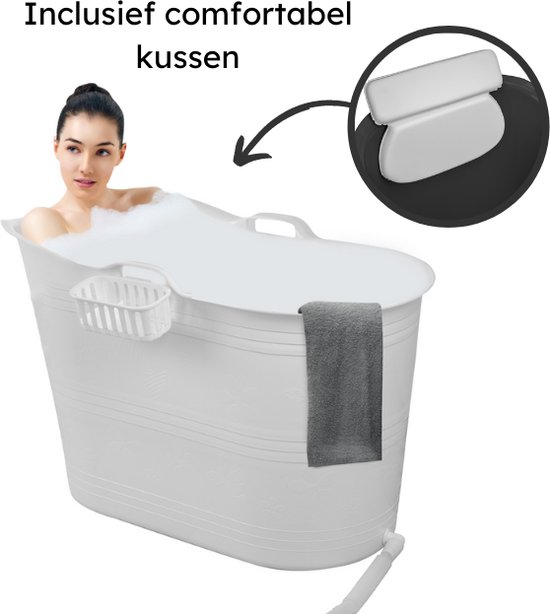 EKEO Zitbad 100CM- 210L Mobiele badkuip - Bucket - kussen - Wit | bol.com