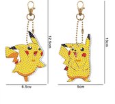Pikachu sleutelhangers - 2 stuks met led verlichting - Compleet Hobbypakket - Ronde steentjes