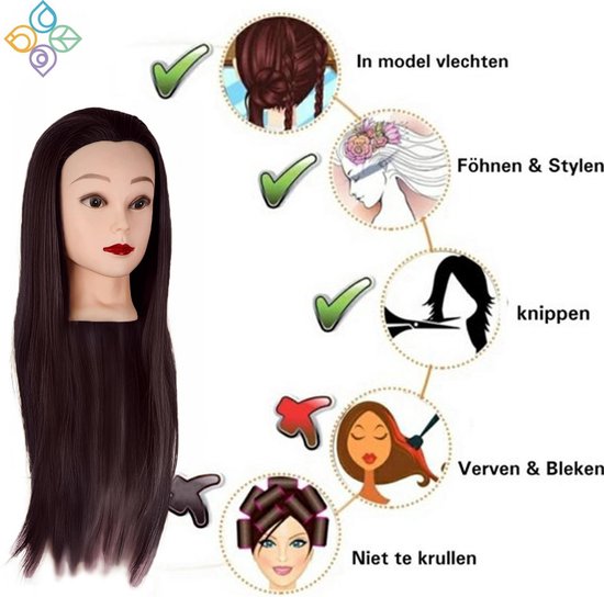 Tête de coiffure Victoria avec trépied - Marron foncé - tête de coiffure -  poupée de
