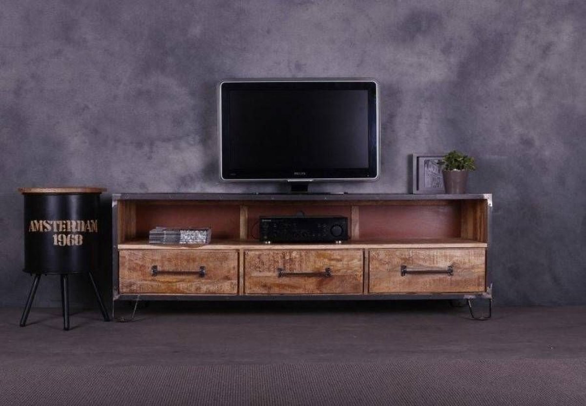 Vervorming Namens noorden Tv meubel | industrieel | Mangohout | Mango | naturel | 180 x 45 x 60(h) cm  | bol.com