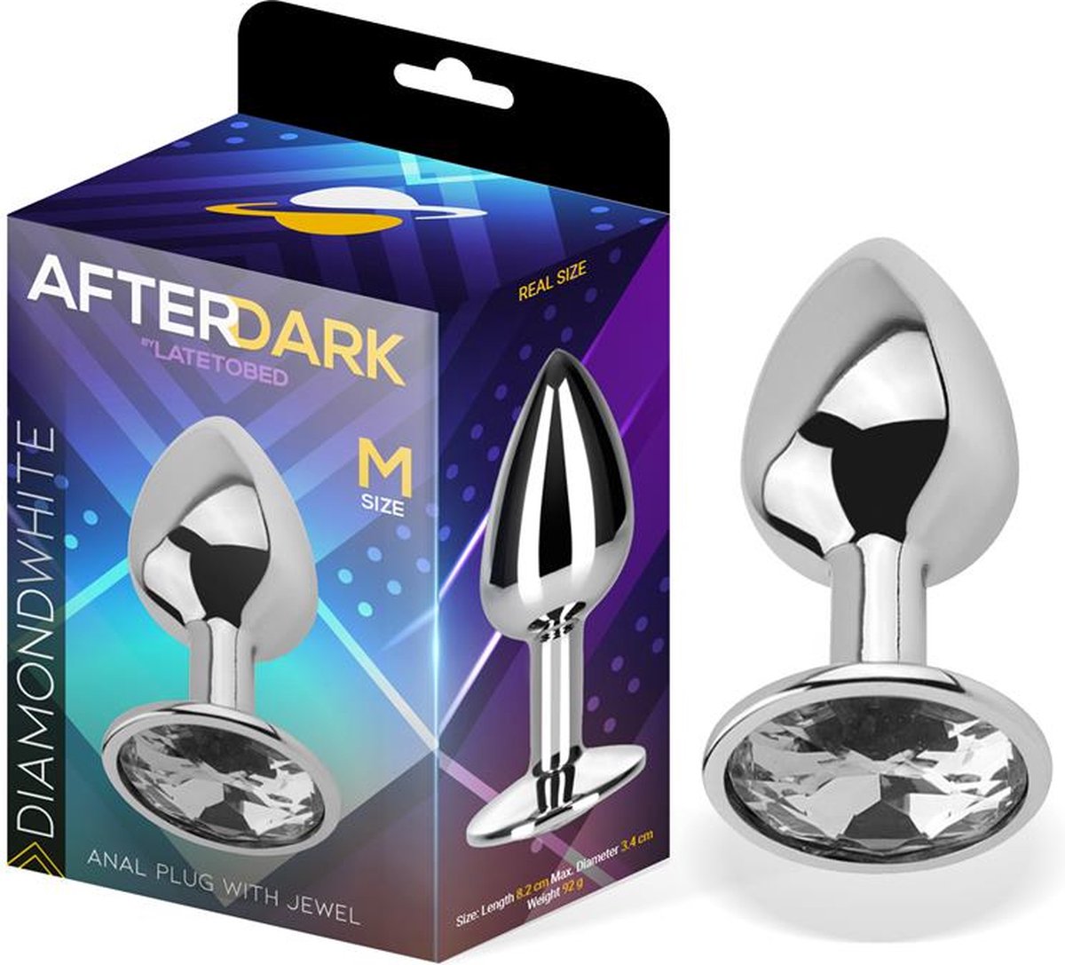 Goedkoopste AFTERDARK - Butt Plug With Jewel Diamond White Size M Aluminium
