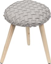 Krukje Ø 35*42 cm Grijs Hout, Textiel Rond Kruk