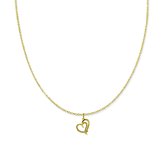 Silventi 9NBSAM-G210473N Gouden Ketting met  Hanger - Dames - Hartje - Zirkonia - 15,5 x 12,3 mm - Ankerschakel - 39 + 3 + 3 cm - 0,8 mm Dikte - 14 Karaat - Goud