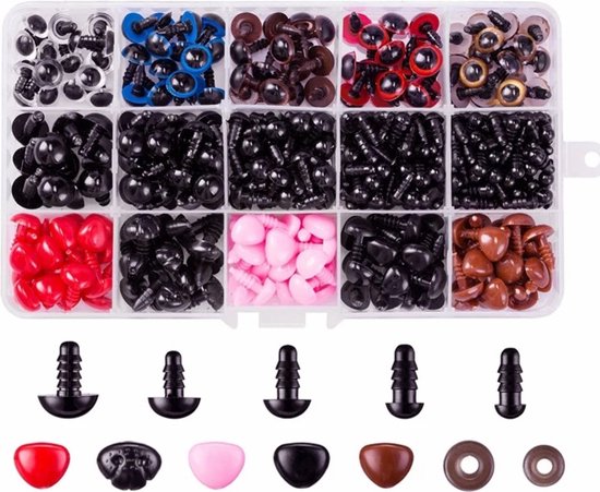 Veiligheidsoogjes - Veiligheidsneusjes - Knuffel oogjes/neusjes - Beren oogjes/neusjes - Met Sluitringen - Set 752st - Assorti