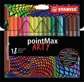 STABILO pointMax - Hardtip Fineliner - Large 0,8 mm - nylon punt - ARTY Etui Met 18 Kleuren