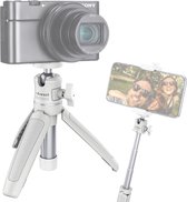 Ulanzi MT-08 Vlog-Statief - Camerahouder & Selfiestick - Max 27cm lang - Uitschuifbaar - 1/4inch schroefaansluiting - Wit/Zilver