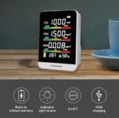 Professionele 5 in 1 Luchtkwaliteitsmeter - Horeca en Binnenruimtes Hygrometer Temperatuurmeter - Draagbaar LCD Scherm Monitor CO2 - Luchtvochtigheidsmeter Sensor - Oplaadbaar + US