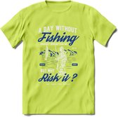 A Day Without Fishing - Vissen T-Shirt | Blauw | Grappig Verjaardag Vis Hobby Cadeau Shirt | Dames - Heren - Unisex | Tshirt Hengelsport Kleding Kado - Groen - 3XL