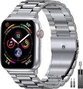 Geschikt voor Apple Watch bandje 42 / 44 / 45 mm - Series 1 2 3 4 5 6 7 SE - Smartwatch iWatch horloge band - 42mm 44mm 45mm - Fungus - RVS metaal - Zilver - Schakel