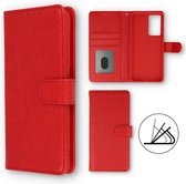 Casemania Hoesje Geschikt voor Oppo A52 & Oppo A72 Rood - Luxe Kunstlederen Portemonnee Book Case