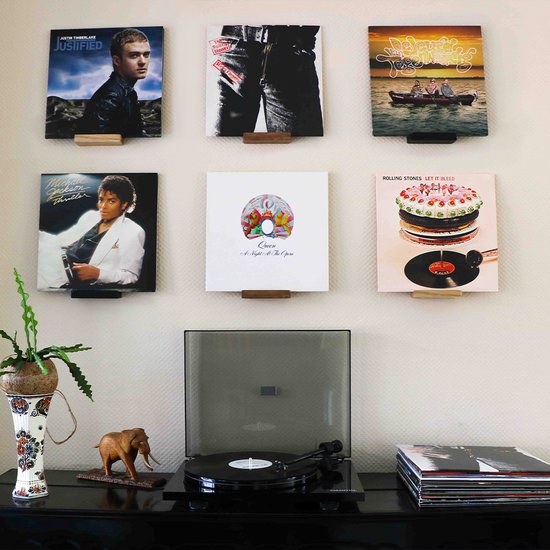 LP Houder Aan De Muur - 6 Stuks - Zwart - Lp Opbergsysteem - Lp Houder Vinyl Houder Wandplank Zwart 6 Stuks Incl Bevestiging