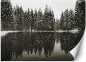 Trend24 - Behang - Meer In Het Bos In De Winter - Behangpapier - Fotobehang Natuur - Behang Woonkamer - 200x140 cm - Incl. behanglijm