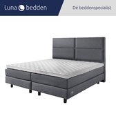 Luna Bedden - Boxspring Bella - 140x210 Compleet Antraciet 4vaks Bed