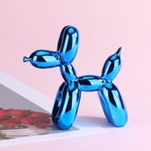BaykaDecor - Luxe Ballonhond Metallic - Pop Art Jeff Koons Parodie - ArtDeco Kunst Grote Balloon Dog - Electroplated Blauw - 17 cm