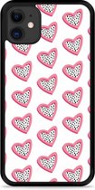 iPhone 11 Hardcase hoesje Hartjes Met Stippen - Designed by Cazy