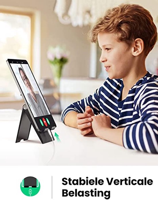 GRSTREE Tabletstandaard, verstelbare houder, draagbaar, inklapbaar, universele maat, compatibel met mobiele telefoons, iPad, mini, Galaxy Tab en andere tablet-pc's (4-13 inch) zwart
