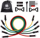 FitBeast Set - Weerstandsbanden - Resistance Band - Stretch Workout Bands met 5 Fitness Tubes, 4 Foam Handgrepen