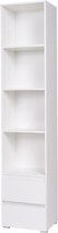 InspireMe- Boekenkast, vakkenkast met twee lades, Boekenrek, rek, opbergrek met 4 niveaus, boekenplank (BxDxH 45x34x204) MOON 01 WIT
