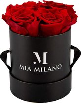 Mia Milano Infitnity Rozen in Doos I Zwarte Roosendoos met echte geconserveerde bloemen I Cadeau voor vrouwen I Bloemendoos 3 jaar duurzaam (Vier Rozen - Rood)