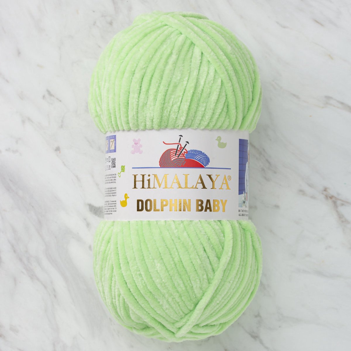 Himalaya Dolphin Baby 80350 Muntgroen Fluwelen Garen, Breien en Haken, 100g, Super Zacht, Fluweel Breigaren, Volumineuze Pluche, Schijnen Fluweelachtig, Chenille Dolfijn Baby Wol, Amigurumi, Velluto Velours, Breiwol, Haakgaren, Kind Deken