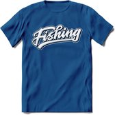 Fishing - Vissen T-Shirt | Grappig Verjaardag Vis Hobby Cadeau Shirt | Dames - Heren - Unisex | Tshirt Hengelsport Kleding Kado - Donker Blauw - XL