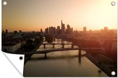 Décoration de jardin Vue aérienne coucher de soleil sur Francfort depuis le Main, Allemagne - 60x40 cm - Poster jardin - Toile jardin - Poster extérieur