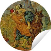 Tuincirkel De barmhartige samaritaan - Schilderij van Vincent van Gogh - 90x90 cm - Ronde Tuinposter - Buiten